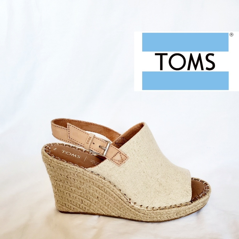 New TOMS Slingback Wedges. Tan